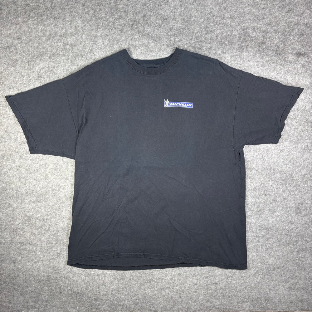Vintage Michelin Man Graphic T-Shirt Faded Black Distressed Streetwear XL